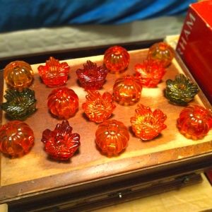 Leaf and pumpkin decorative small candle holders